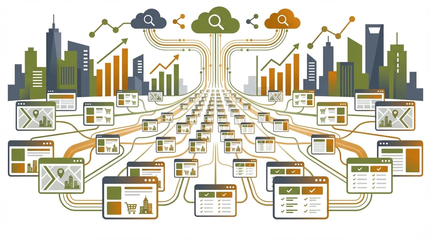 Programmatic SEO examples showing automated page generation across multiple industries